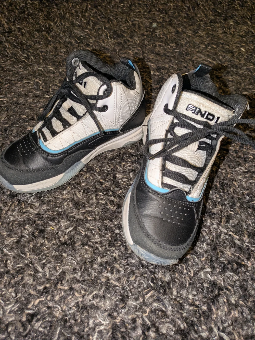 And1 Kids Black, White & Light Blue High-Top Sneakers - Youth Athletic Shoes